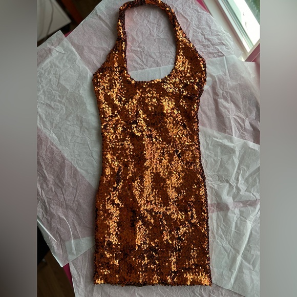 EUC VTG 80s halter sequin minidress handmade stretch small medium cocktail disco - Picture 4 of 15